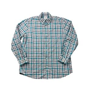 L.L. Bean Men's Large Regular Traditional Fit Plaid Button Down Shirt Turquoise